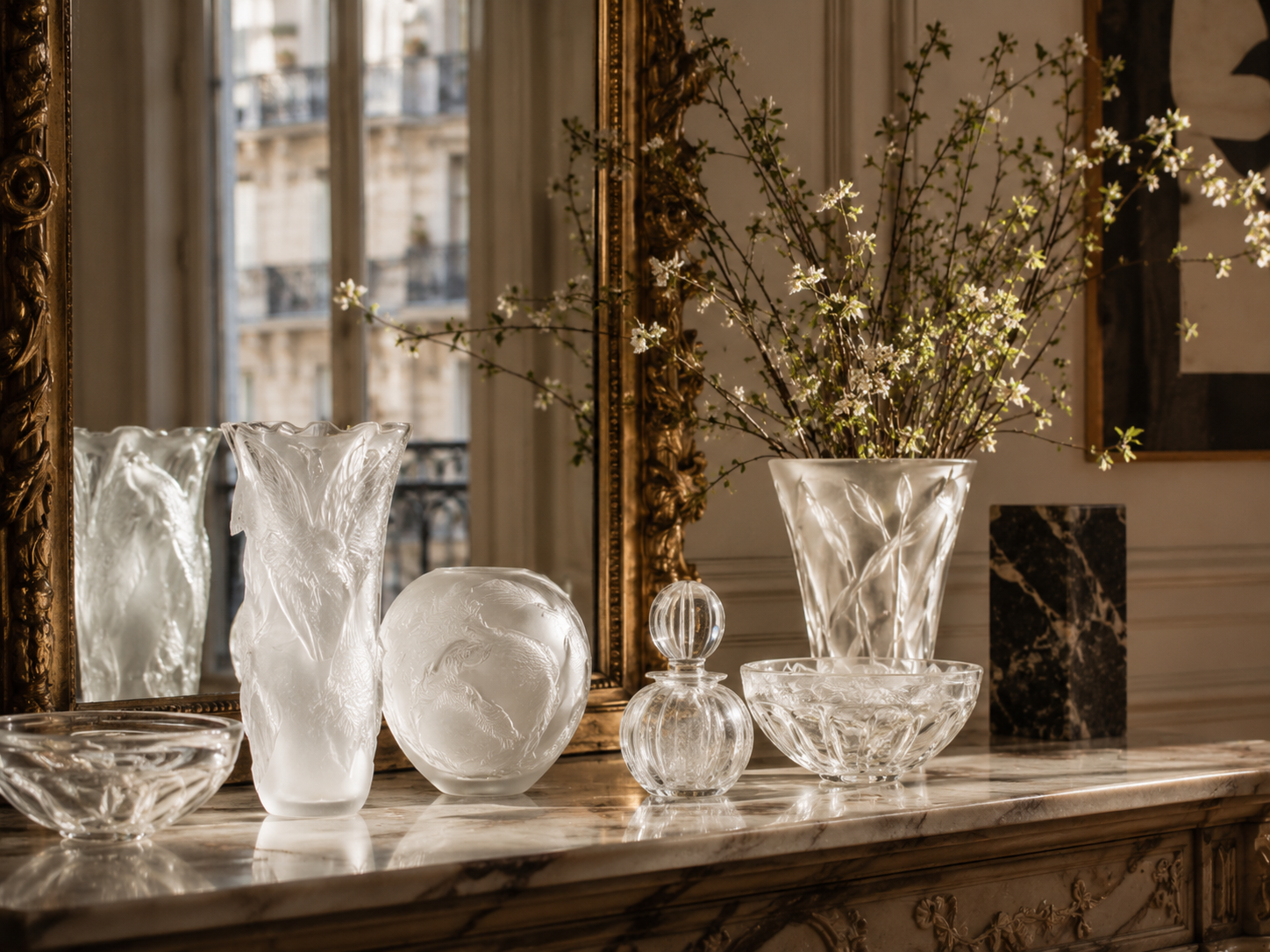 工芸品 VINTAGE LALIQUE 工芸品 VINTAGE LALIQUE Vintage Lalique Vase Crystal Nymphs